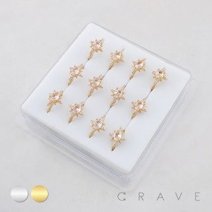 DIMENSIONAL MULTI CZ STARBURST CZ POLISH 316L SURGICAL STEEL NOSE HOOP RING BOX